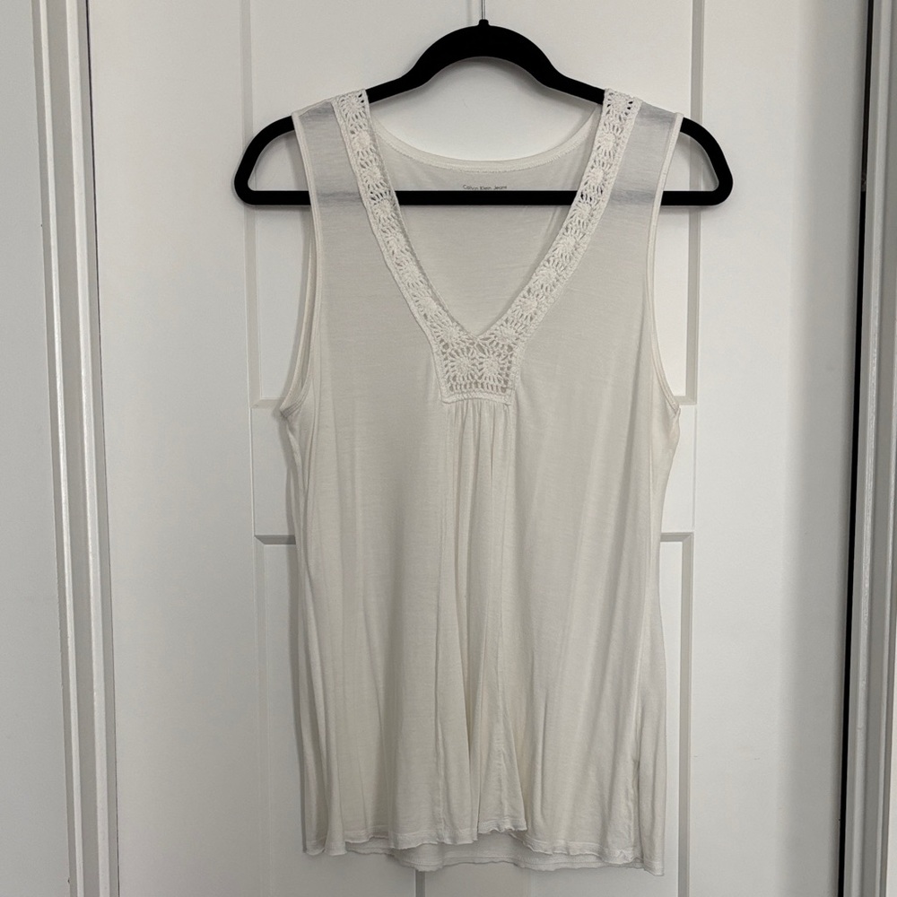 Calvin Klein Jeans White Lace Trim Tank Top
